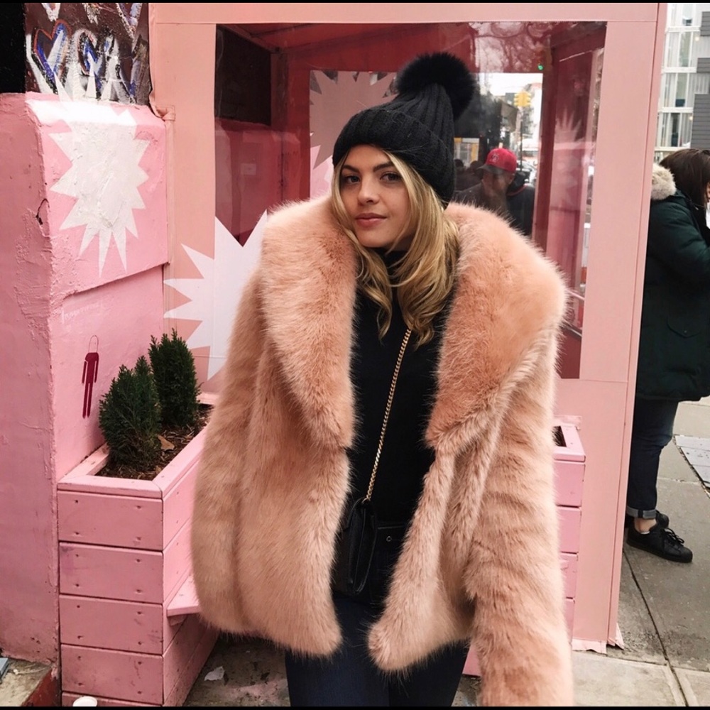 Opening Ceremony Pink Faux Fur Cardigan
